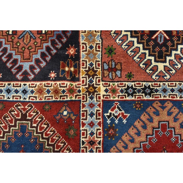 Pink Yalameh Rug 3’4” X 4’10” Multicolor Wool Vintage Tribal Hand-Knotted Carpet For Sale - Image 8 of 13