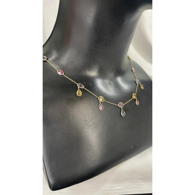 Metal 18k Yellow Gold 12.17ct Multi Gemstone Charm Necklace by VRJewels For Sale - Image 7 of 13