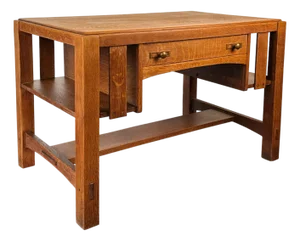 Antique Charles Limbert Arts & Crafts Quartersawn Oak Writing Desk W/ Bookshelf