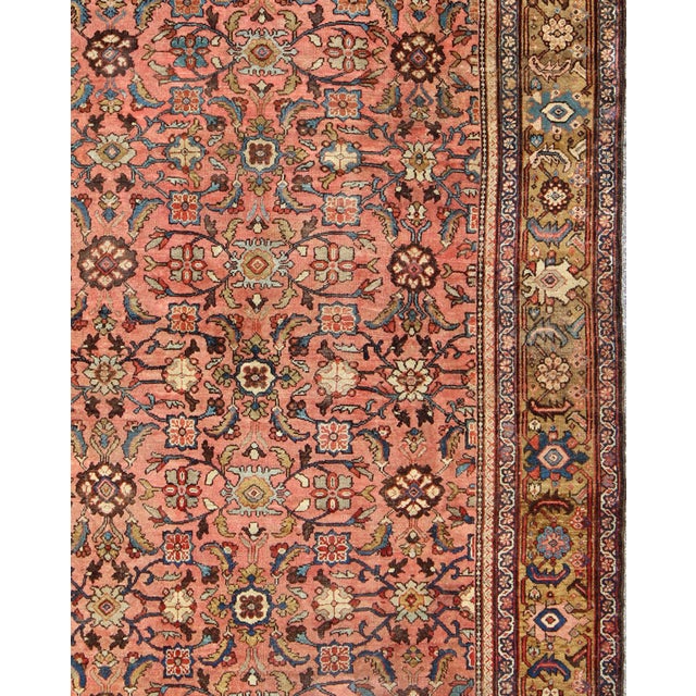 Antique Persian Sultanabad Colorful Rug With All-Over Design in salmon & Gold. Antique 19th century Persian Sultanabad....