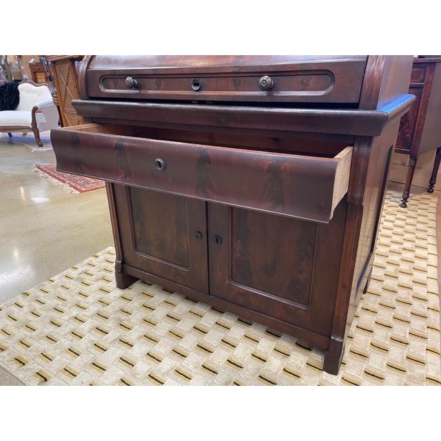 Early 20th Century Antique 19th Century Mahogany Roll Top Writing Desk For Sale - Image 5 of 12