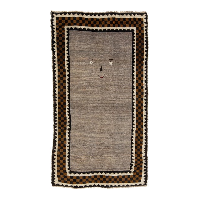 Modern Persian Gabbeh Designed Wool Rug in Light Brown For Sale