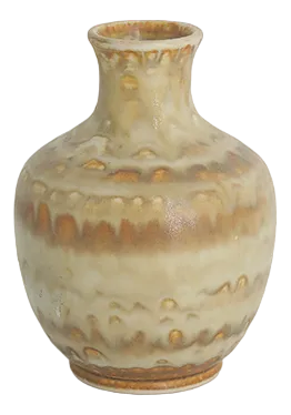 Small Mid-Century Scandinavian Modern Collectible Beige Stoneware Vase by Gunnar Borg for Höganäs Keramik, 1960s