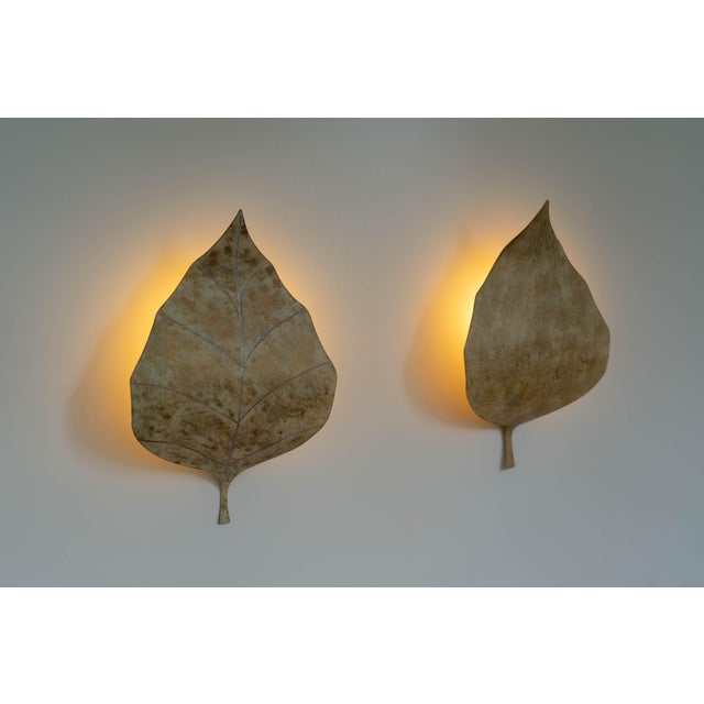 Vintage French Hand-Painted Gold Leaf Tôle Wall Sconces, 1970s, Set of 2 For Sale - Image 13 of 16