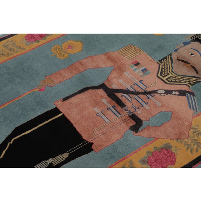 2010s Rug & Kilim’s Modern Classics "Sipahi" Pictorial Runner Rug, Bristol Blue & Gold For Sale - Image 5 of 10