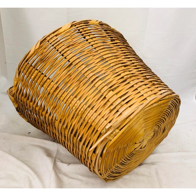 Brown Vintage Natural Woven Wicker Laundry Basket For Sale - Image 8 of 9