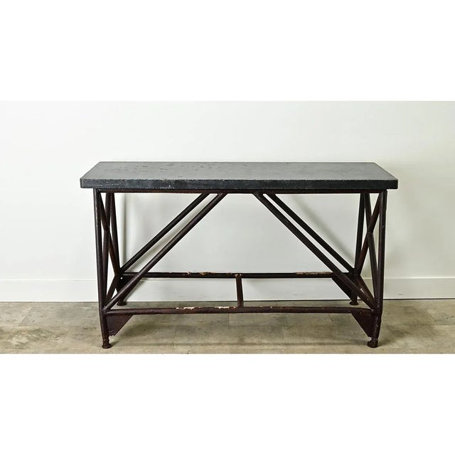 Dutch-Made 19th Century Belgian Bluestone & Iron Console Table For Sale In Baton Rouge - Image 6 of 12