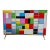 Dresser with 4 drawers, entirely handmade, with wooden structure, covered in multicolored glass; profiles and feet in...
