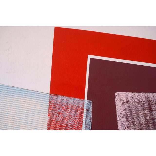 Red Large Vintage Postmodern Geometric Abstract Painting For Sale - Image 8 of 12