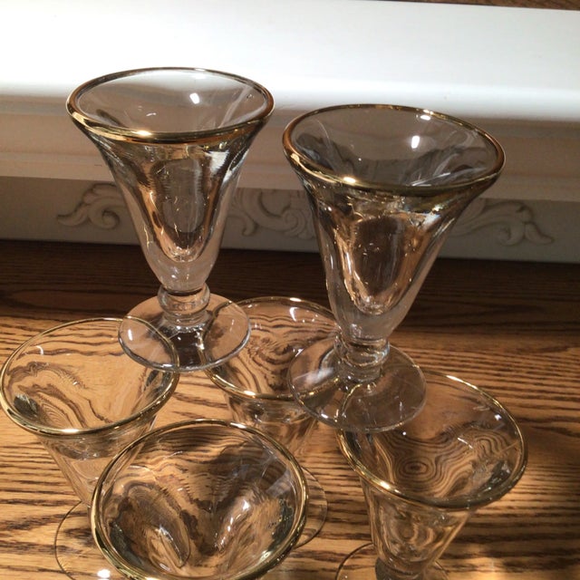 French Gold Rim Cordial Glasses - Set of 6 For Sale - Image 10 of 13