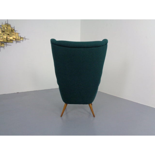 Mid-Century Modern French Wingback Chair with Kvadrat Tonica Upholstery, 1950s For Sale - Image 3 of 18