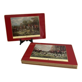 Early 20th Century Vintage Table/Place Mats Hunt Scenes by Ebbels of England - Set of 8 For Sale