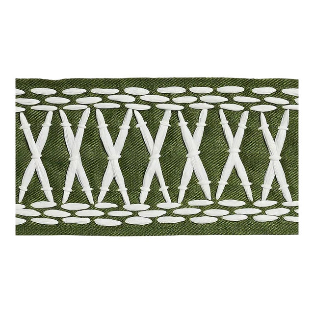 Sample - Schumacher X Mary McDonald Tikki Tape Trim in Green For Sale