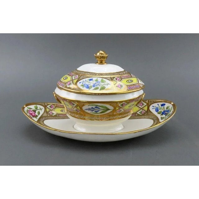 Antique Early 19th Century Paris Porcelain Church Gresley Sauce Tureen or Sugar Bowl For Sale - Image 9 of 12