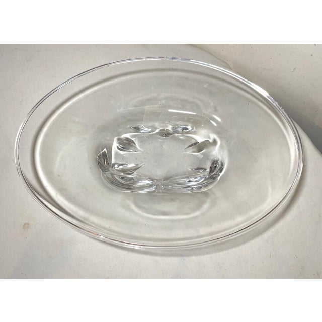 Glass Large High Quality Vintage Hand Blown Orrefors Clear Glass Centerpiece Oval Bowl For Sale - Image 7 of 13