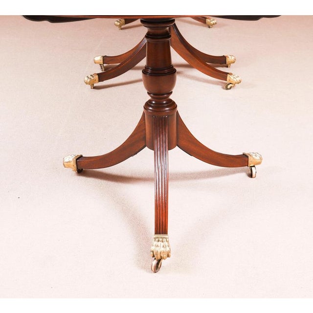 Antique Regency Revival Triple Pillar Dining Table, 1900s For Sale - Image 16 of 17