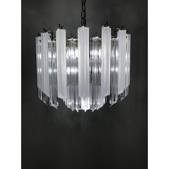 Mid 20th Century Mid-Century Frosted & Clear Two Tier Lucite Chandelier For Sale - Image 5 of 6