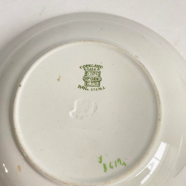 Ceramic Antique Copeland Late Spode Salad Bowls a Pair Devonia Cockatoo Bird & Butterfly Botanical For Sale - Image 7 of 9