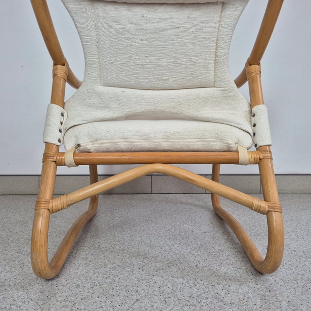 Mid-Century Danish Bamboo and Wool Lounge Chair, 1970s For Sale - Image 10 of 12