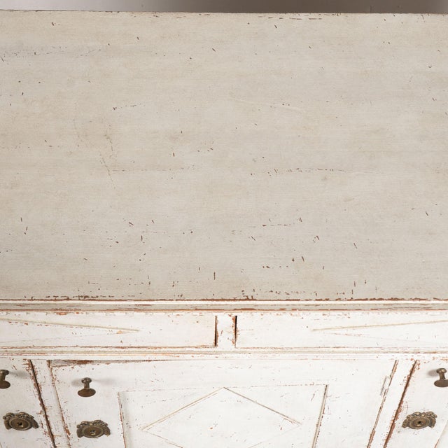 Wood 19th Century White Swedish Gustavian Style Sideboard Buffet For Sale - Image 7 of 15