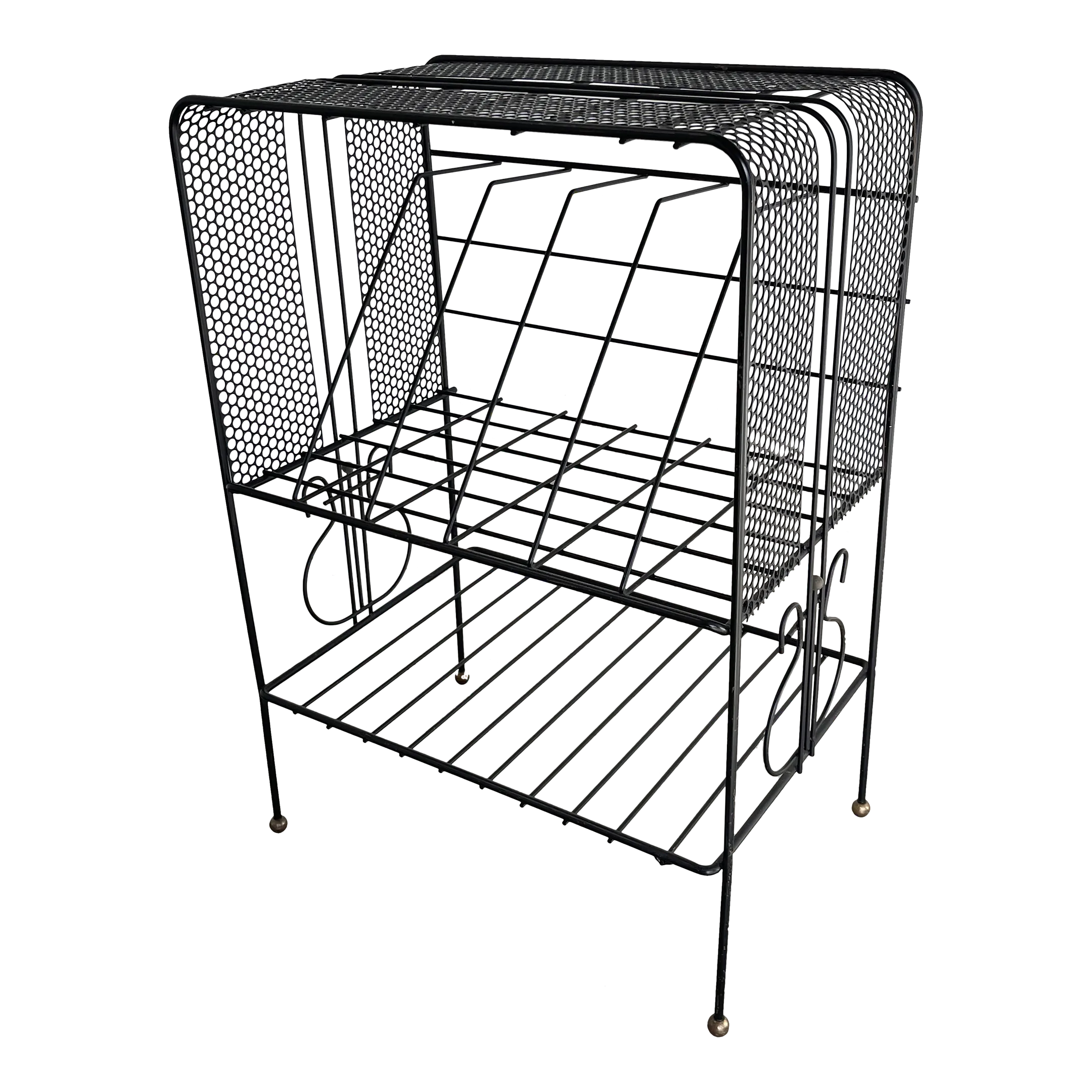 Mid 20th Century Mathieu Mategot Style Wrought Iron Magazine Rack