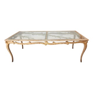 Vintage Wooden Dining Table with Brutalist Glass Top, 1970s For Sale