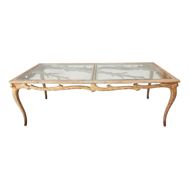 Vintage Wooden Dining Table with Brutalist Glass Top, 1970s For Sale