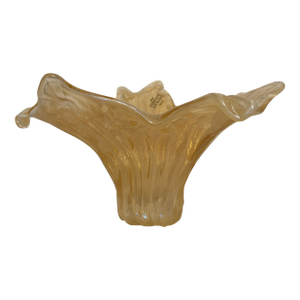 Large Murano Apricot Swirl Vintage Bowl Sculpture