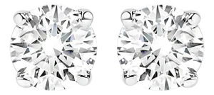 AGS Certified 14K White Gold 1.0 cttw 4-Prong Set Brilliant Round-Cut Solitaire Diamond Push Back Stud Earrings (F-G Color, I1-I2 Clarity)