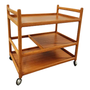 Mid Century Modern Teak Wood Danish Bar Cart by Silkeborg