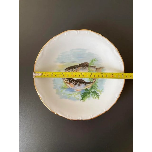 Mid 20th Century Vintage French Porcelain Limoges Fish Plates- Set of 2 For Sale - Image 9 of 12