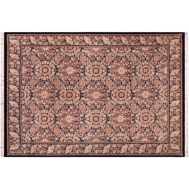 Gray Art Nouveau Pak-Persian Black/Black Wool Rug - 9'0'' X 12'2'' For Sale - Image 8 of 9