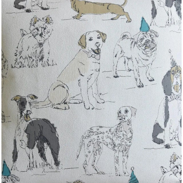 American Doggie Puppy Dog Pet Mans Best Friend Feather/Down Pillow 23" Square For Sale - Image 3 of 4