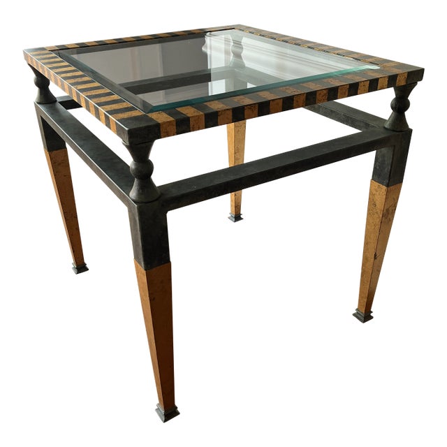 1980s Attributed to Brunschwig & Fils Modern Glass Top Accent Table For Sale