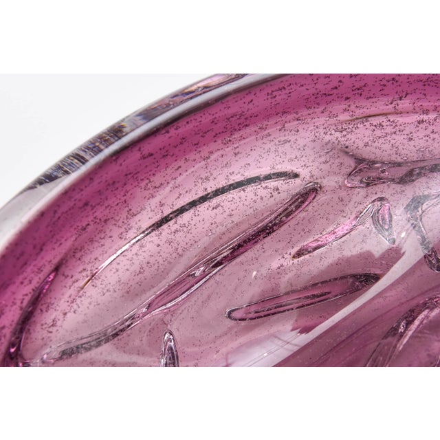 Purple Vintage 1960's Murano Seguso Purple Pulegoso Oval Bowl With Bubbles and Clear Appendages For Sale - Image 8 of 10