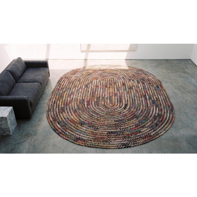 Red 1930s Soft Colorful Abstract Antique American Braided Rug 6'3" X 9' Cotton Wool Carpet For Sale - Image 8 of 9