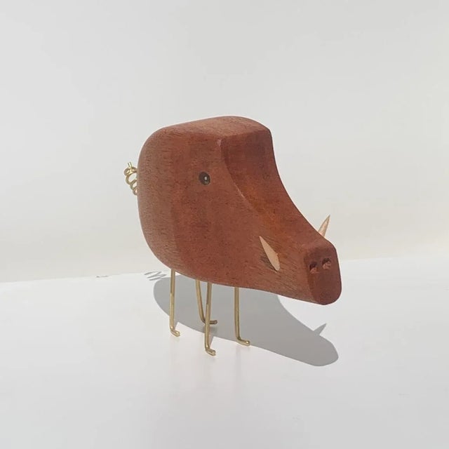 Mahogany Wild Boar Mid Century Modern Style Figurine Jacob Hermann Style Danish Modern For Sale - Image 11 of 11