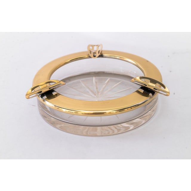 1920s Art Deco Ashtray Brass and Cut Glass, 1920s For Sale - Image 5 of 14