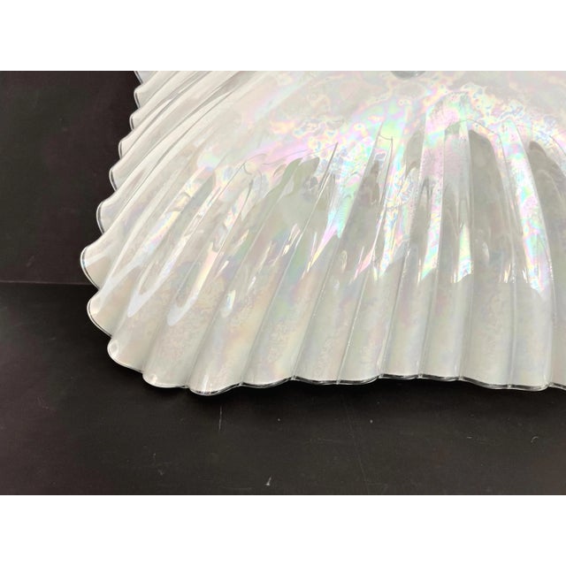 Opalescent Fluted Glass Shell Flush Light For Sale - Image 4 of 18