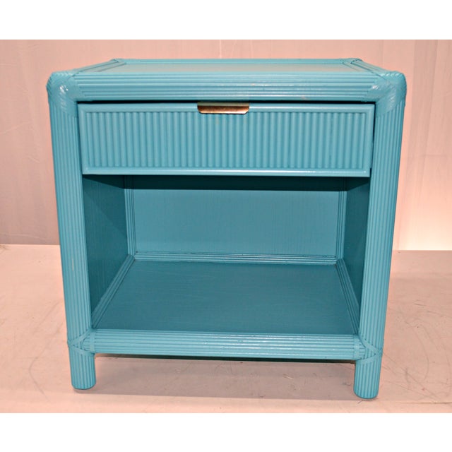 BlueGreen Rattan Nightstand Chairish
