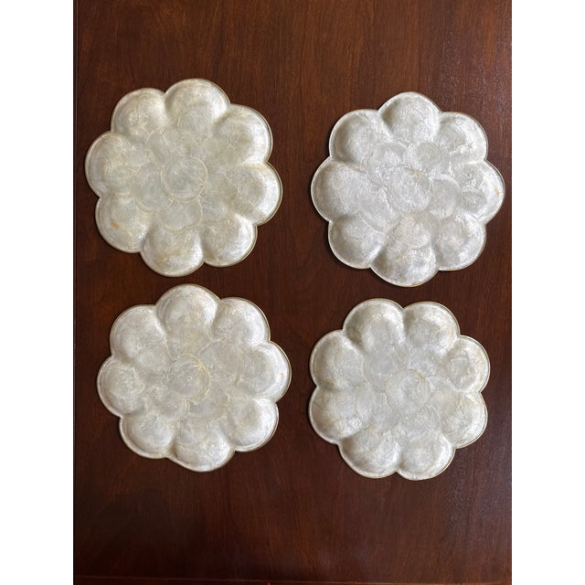 Vintage Capiz Shell Platter - Set of 8 For Sale - Image 4 of 12