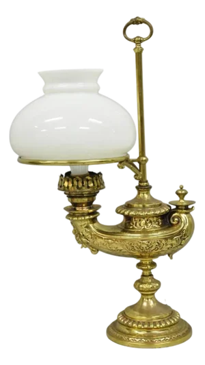 Antique Wild & Wessel Italian Classical Style Brass Figural Lantern Desk Lamp