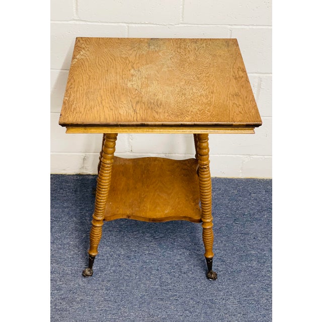 American 1940s Square Two-Tier Bobbin Leg Parlor Table For Sale - Image 3 of 11