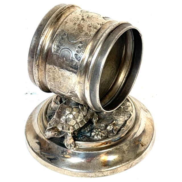 Metal American Aesthetic Twin Turtle Figural Napkin Ring, Meriden Silver Plate Co. For Sale - Image 7 of 10