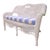 Coastal Henry Link Vintage White Wicker Outdoor Settee With Blue Stripe Cushion For Sale - Image 3 of 8