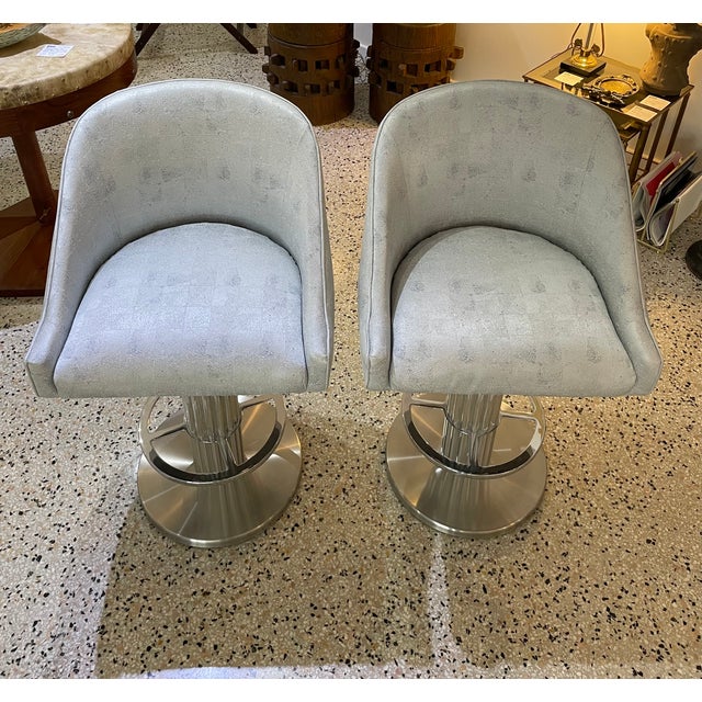 Bar Stools Memory Swivel Design for Leisure - A Pair For Sale - Image 12 of 17