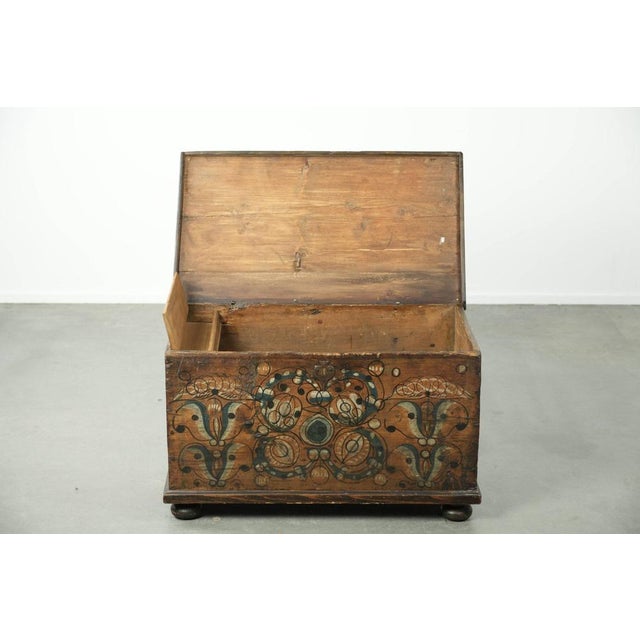 Antique Austrian Hand-Painted Bridal Chest with Character For Sale - Image 4 of 15