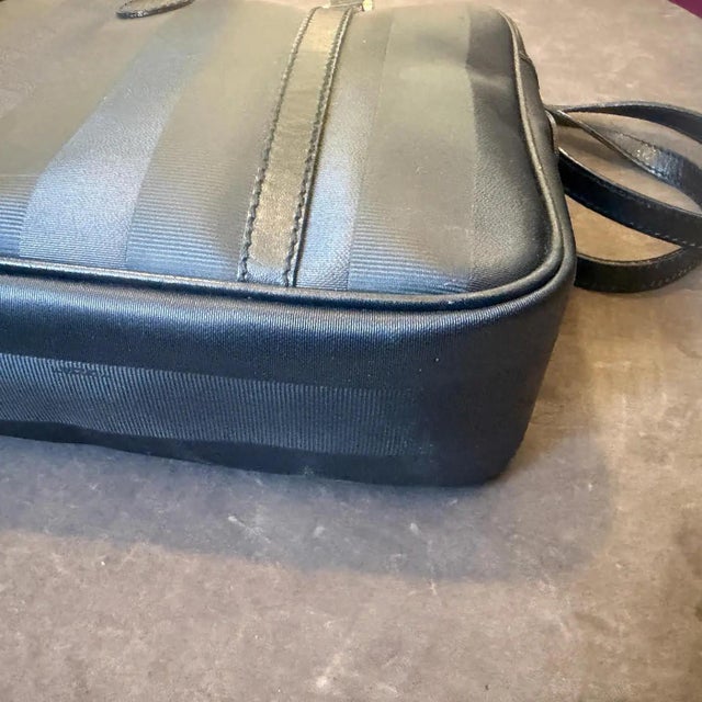 A 2000s Fendi Black Pequin Canvas and Leather Shoulder Bag For Sale - Image 9 of 18