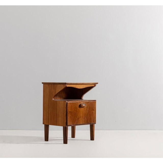 Wood Wooden Bedside Table with Pull-Out Top attributed to Mario Cereghini, 1940s For Sale - Image 7 of 7