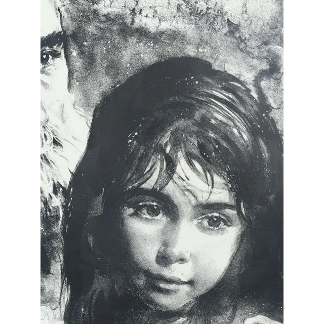 1960s Sandu Liberman Rabbi With Young Girl Lithograph Signed, Numbered & Framed 1960's For Sale - Image 5 of 14